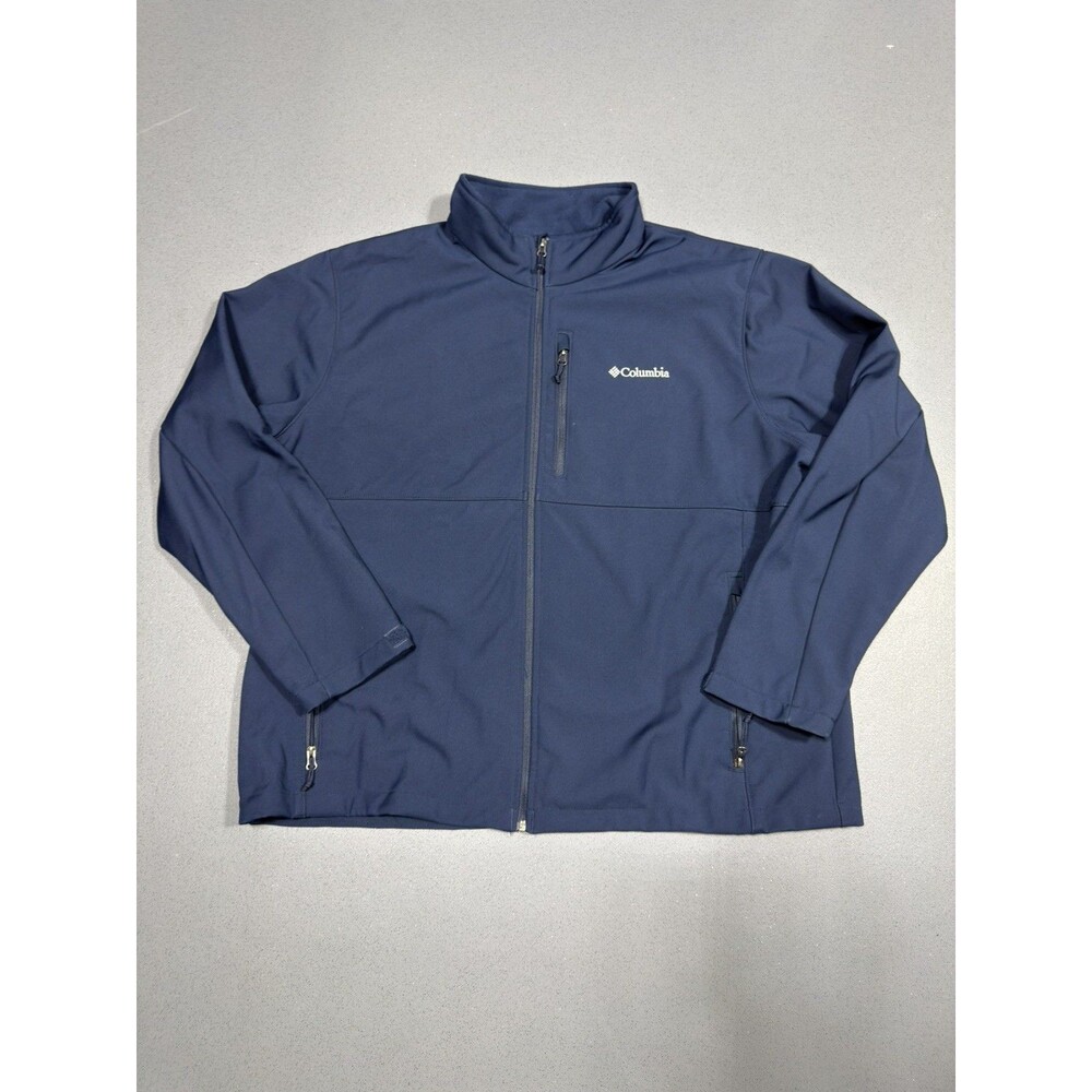 Columbia Softshell Jacket Mens 3X Navy Blue Fleece Lined Full Zip Outdoor
